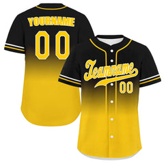 Custom Black Yellow Fade Fashion Personalized Authentic Baseball Jersey UN002-bd0b007b-b