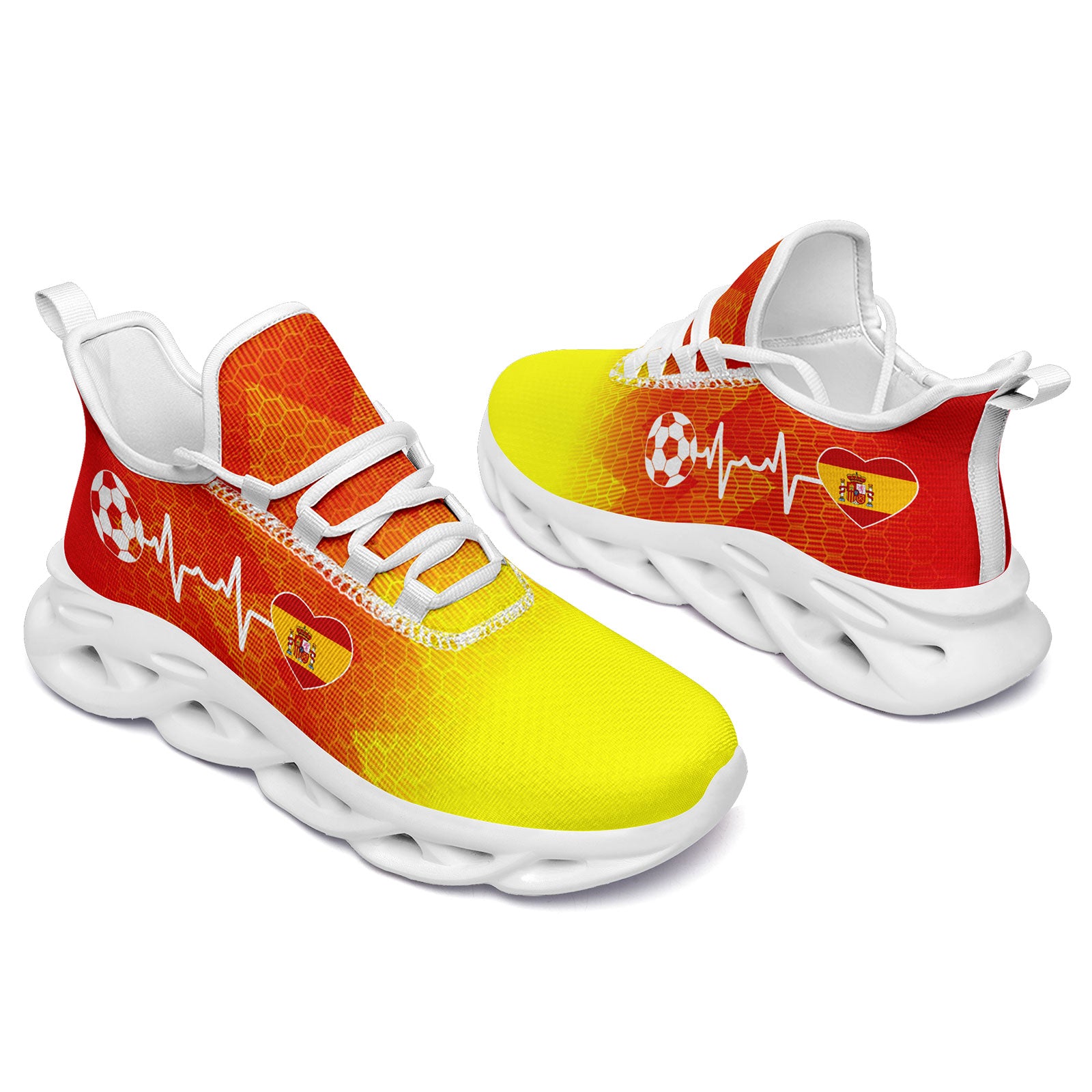 Custom Spain 2026 World Cup Sneakers DIY Country Flag Running Shoes Lightweight Sport Shoes Gift for Football Fans Personalized Team Name and Logo FN003-F025036-2