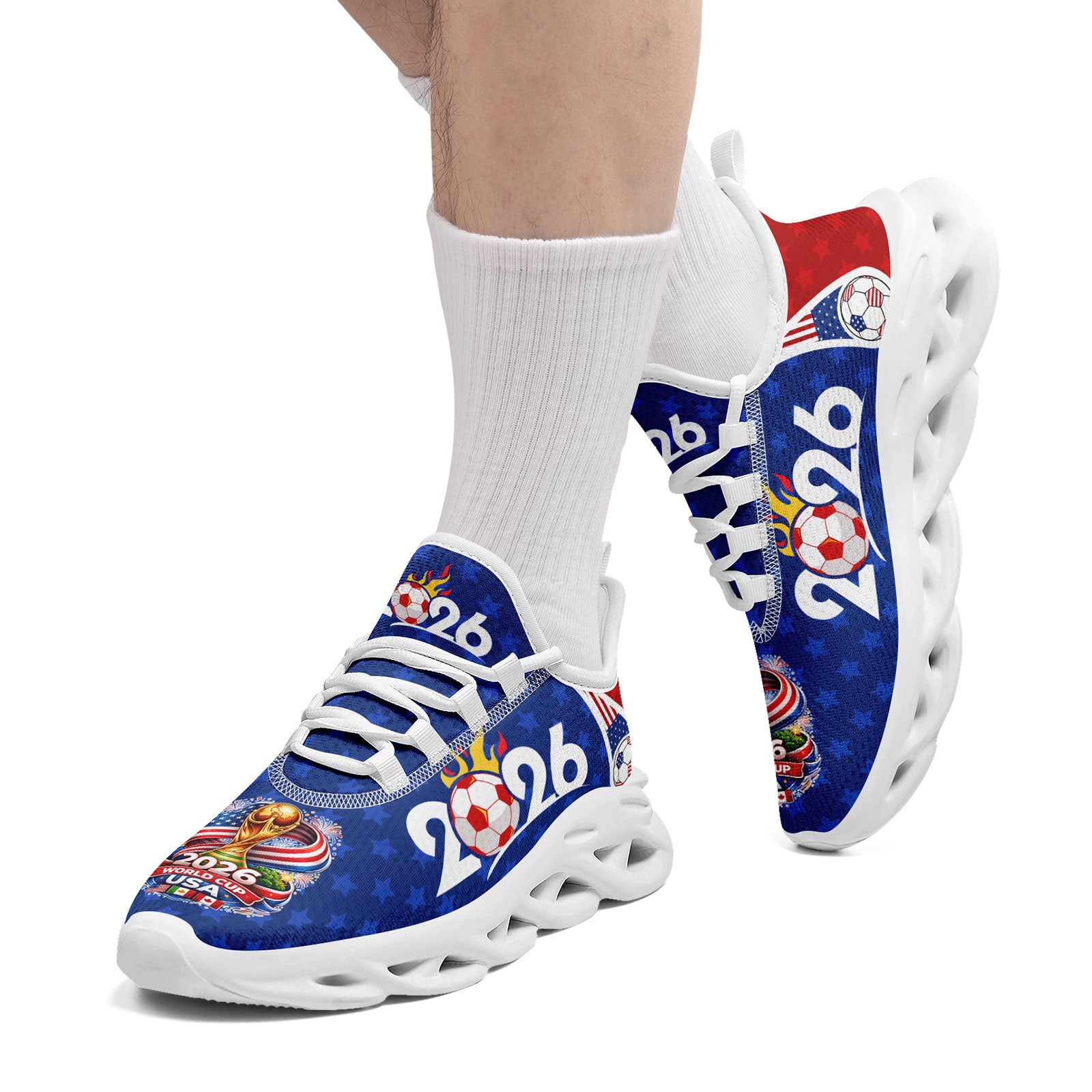 Custom United States 2026 World Cup Sneakers DIY Country Flag Running Shoes Lightweight Sport Shoes Gift for Football Fans Personalized Team Name and Logo FN003-F028035-5