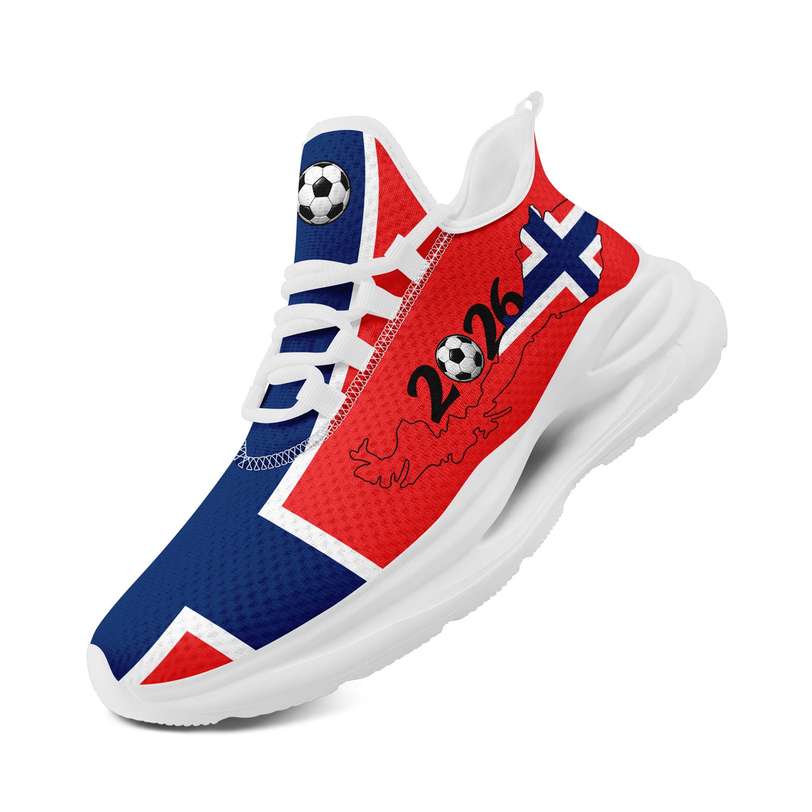 Custom 2026 World Cup Norway Sneakers DIY Country Flag Running Shoes Lightweight Sport Shoes Gift for Football Fans Personalized Team Name and Logo FN079-F027070-2
