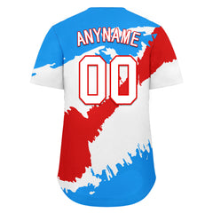 Custom Blue White Fiery Red Puerto Rico Flag Personalized Authentic Baseball Jersey BSBJ01-E06022-4