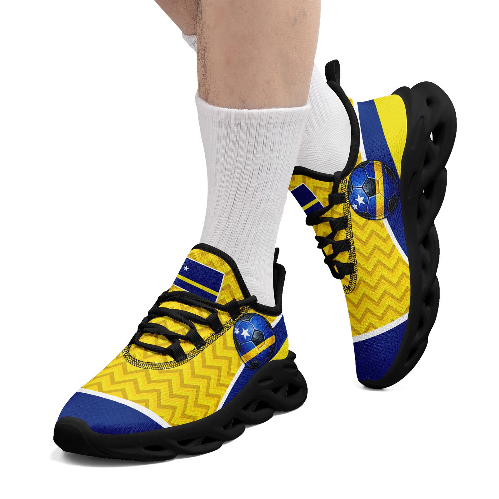 Custom Curaçao 2026 World Cup Sneakers DIY Country Flag Running Shoes Lightweight Sport Shoes Gift for Football Fans Personalized Team Name and Logo FN003-F009074-1