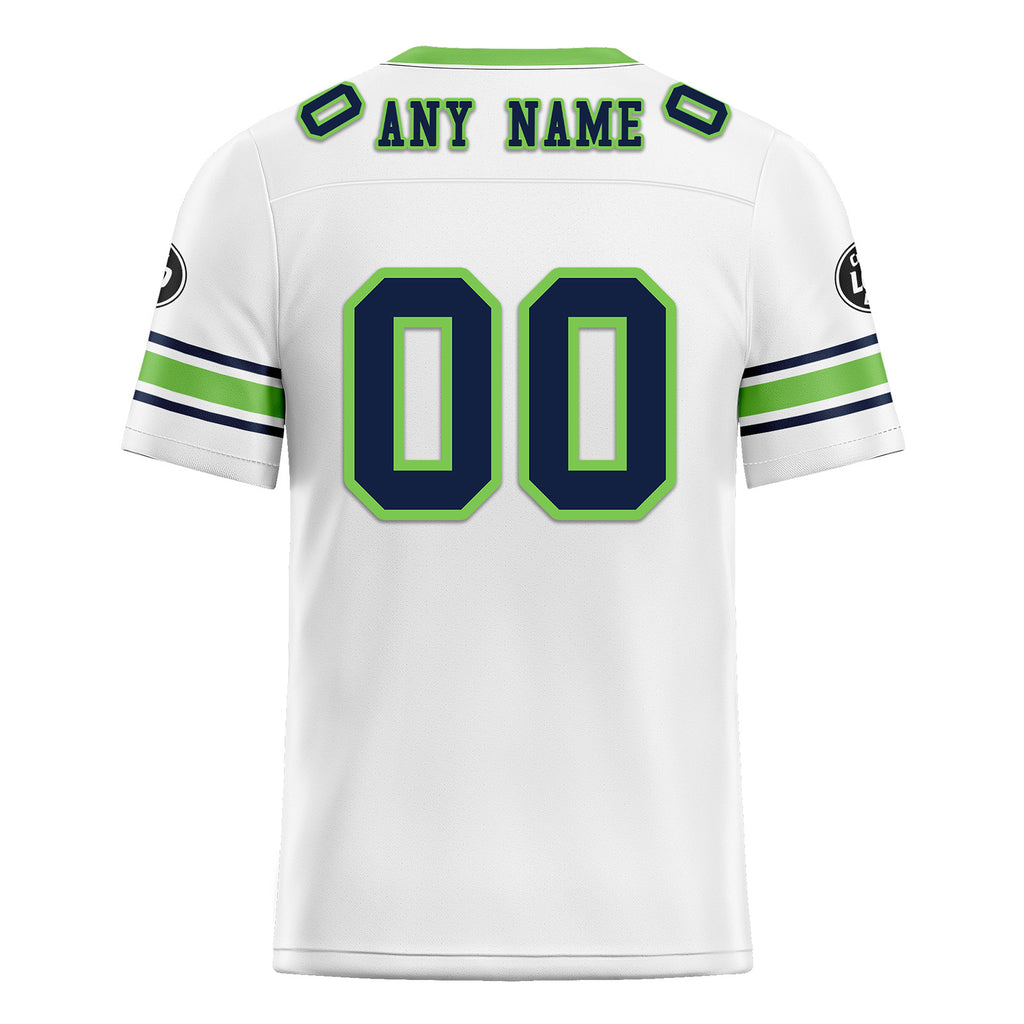 Custom White Green Seattle Personalized Authentic Football Jersey FBJ02-D020256-14