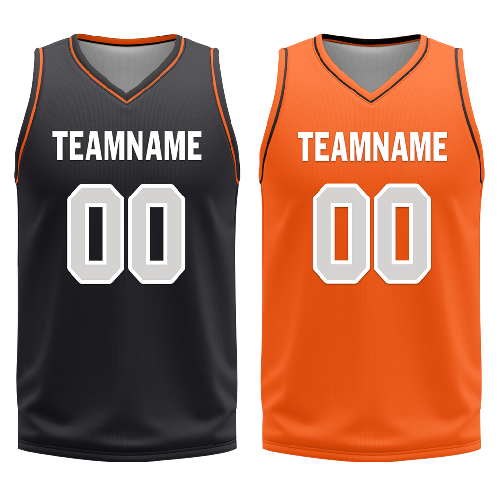 Custom Black Orange Classic Style Reversible Basketball Uniform Personalized Ordinary BBJR-D017019