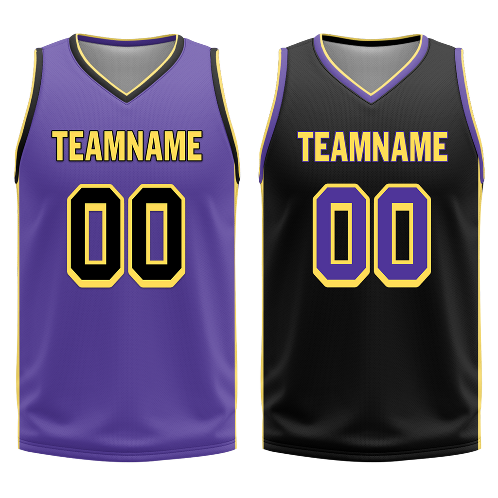 Custom Purple Black Classic Style Reversible Basketball Uniform Personalized Ordinary BBJR-D017033