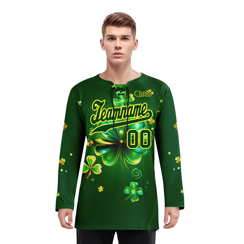 Custom Four-leaf clover Personalized Hockey Jersey HCKJ01-E0615-3