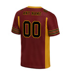 Custom Dark Red Yellow Striped Sleeves Personalized Authentic Football Jersey FBJ02-D06048