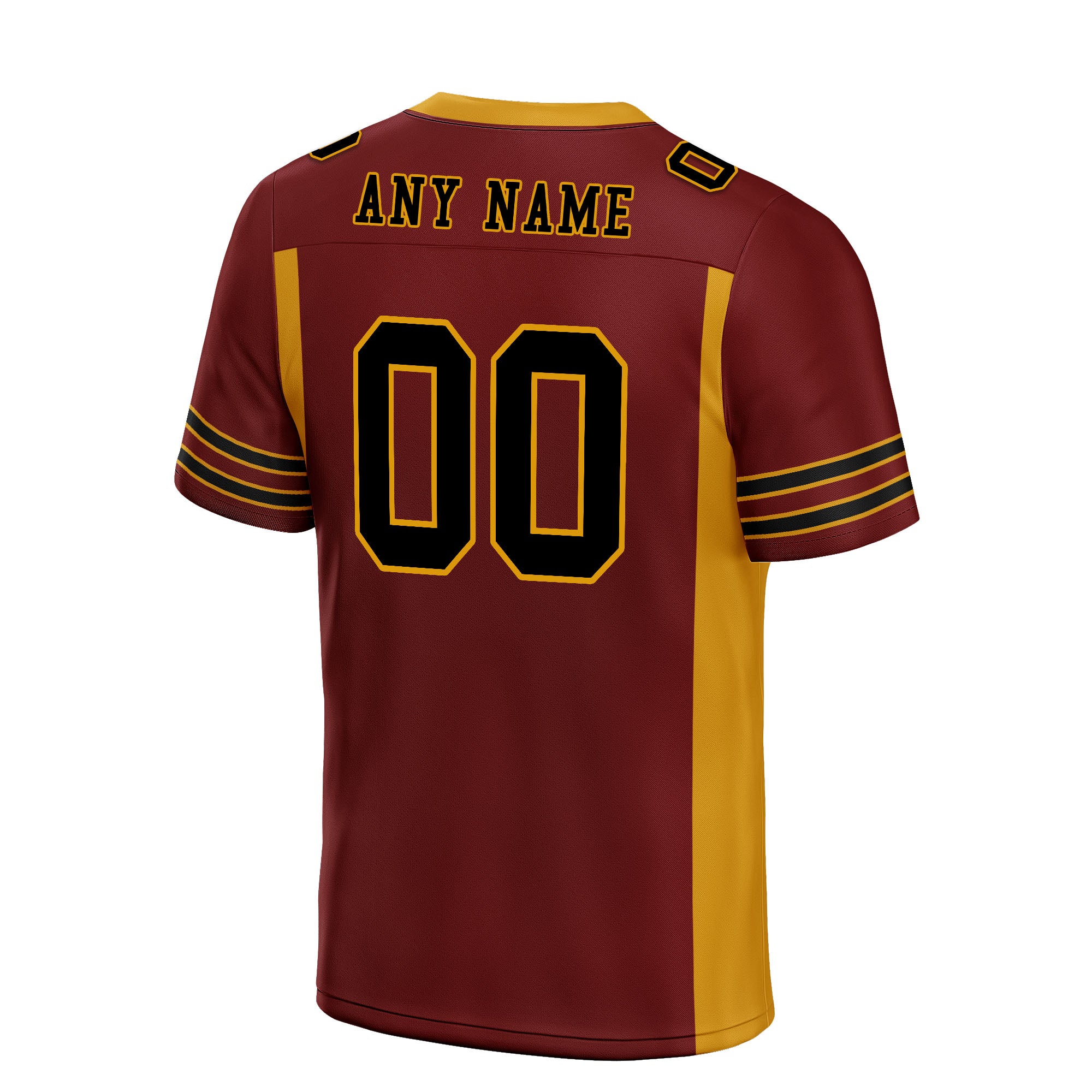 Custom Dark Red Yellow Striped Sleeves Personalized Authentic Football Jersey FBJ02-D06048