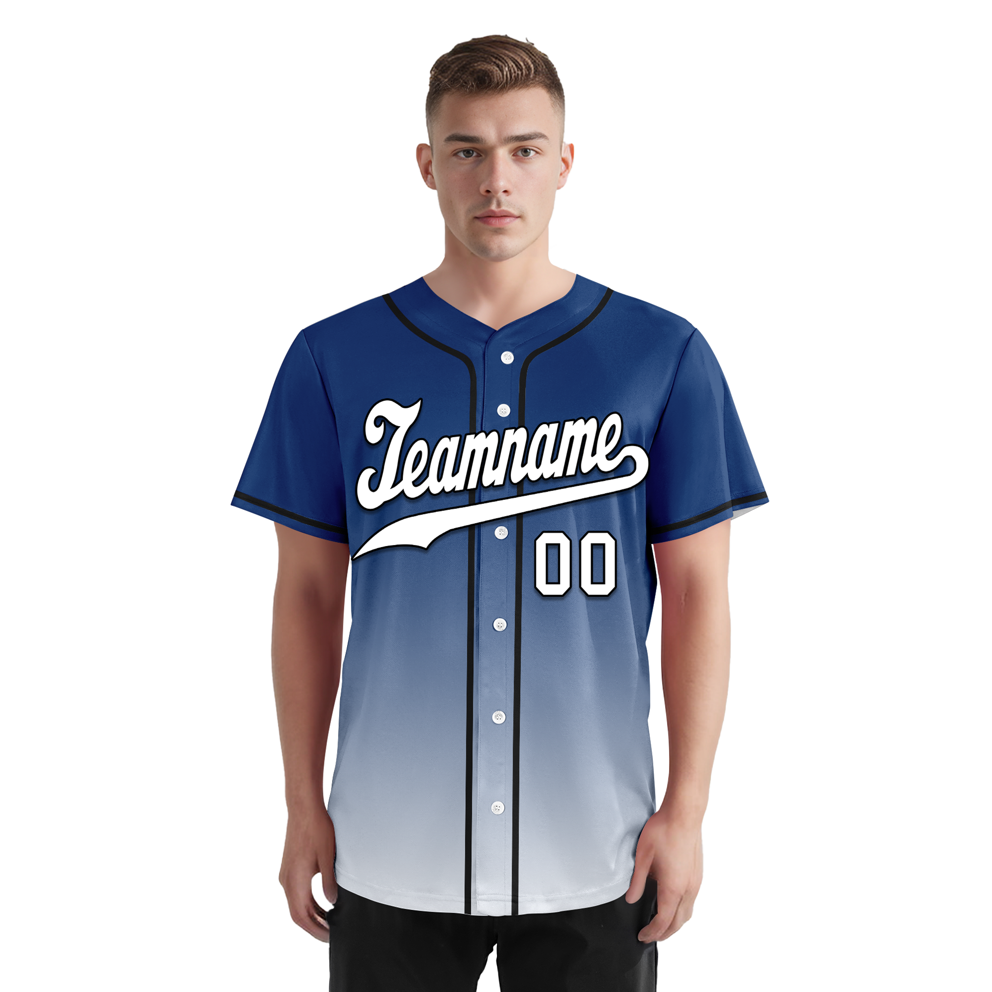 Custom Blue White Fade Fashion Personalized Authentic Baseball Jersey BSBJ01-D0a70db