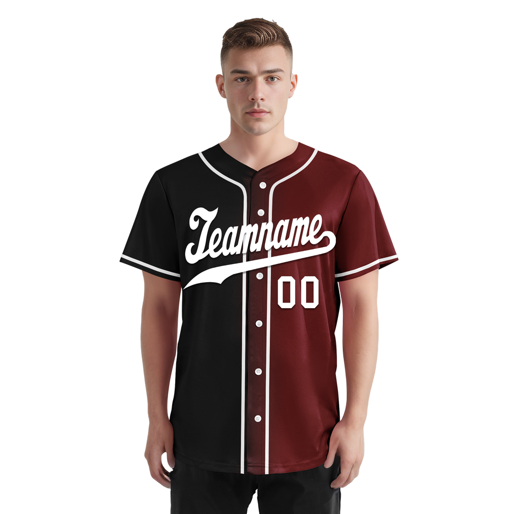 Custom Black Red Gradient Fashion Personalized Authentic Baseball Jersey BSBJ01-D0a7aae