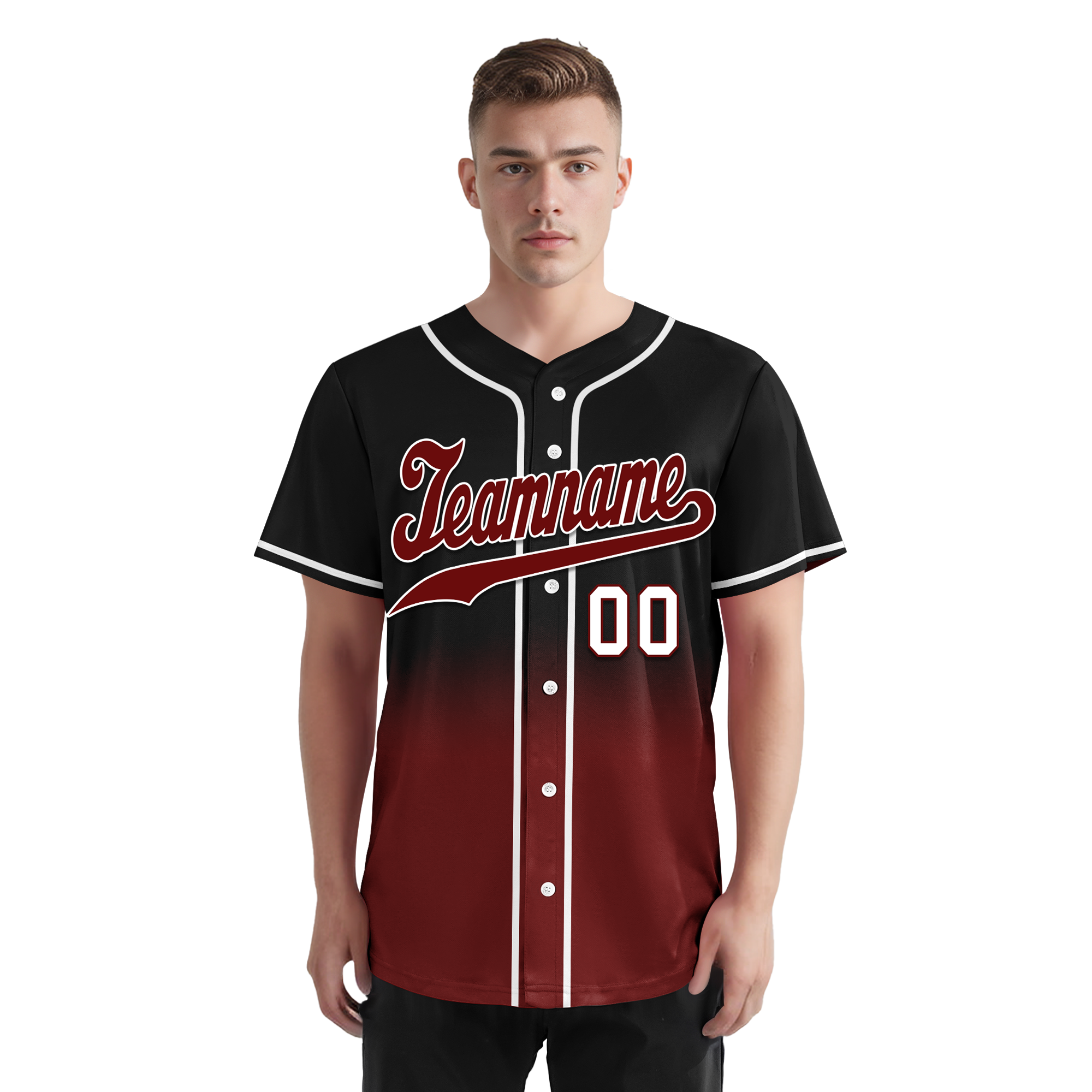Custom Black Red Fade Fashion Personalized Authentic Baseball Jersey BSBJ01-D0a70f0