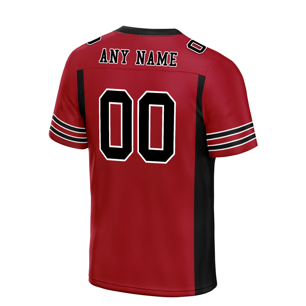 Custom Black Red Striped Sleeves Personalized Authentic Football Jersey FBJ02-D06049