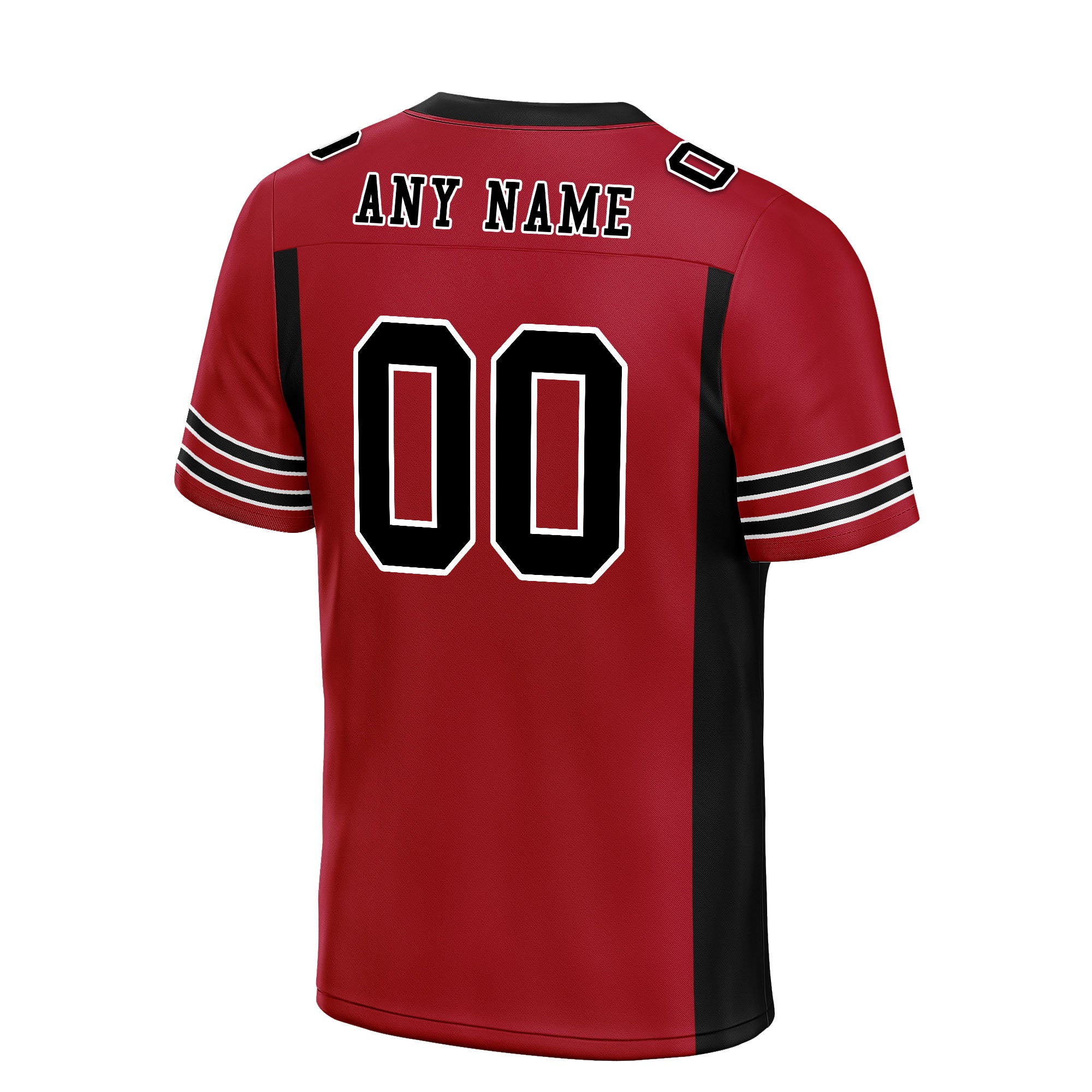 Custom Black Red Striped Sleeves Personalized Authentic Football Jersey FBJ02-D06049