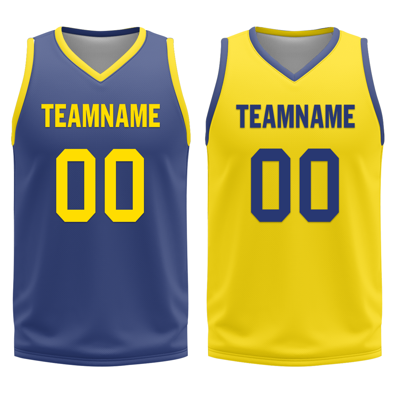 Custom Blue Yellow Classic Style Reversible Basketball Uniform Personalized COOLMAX BBJR-D017003