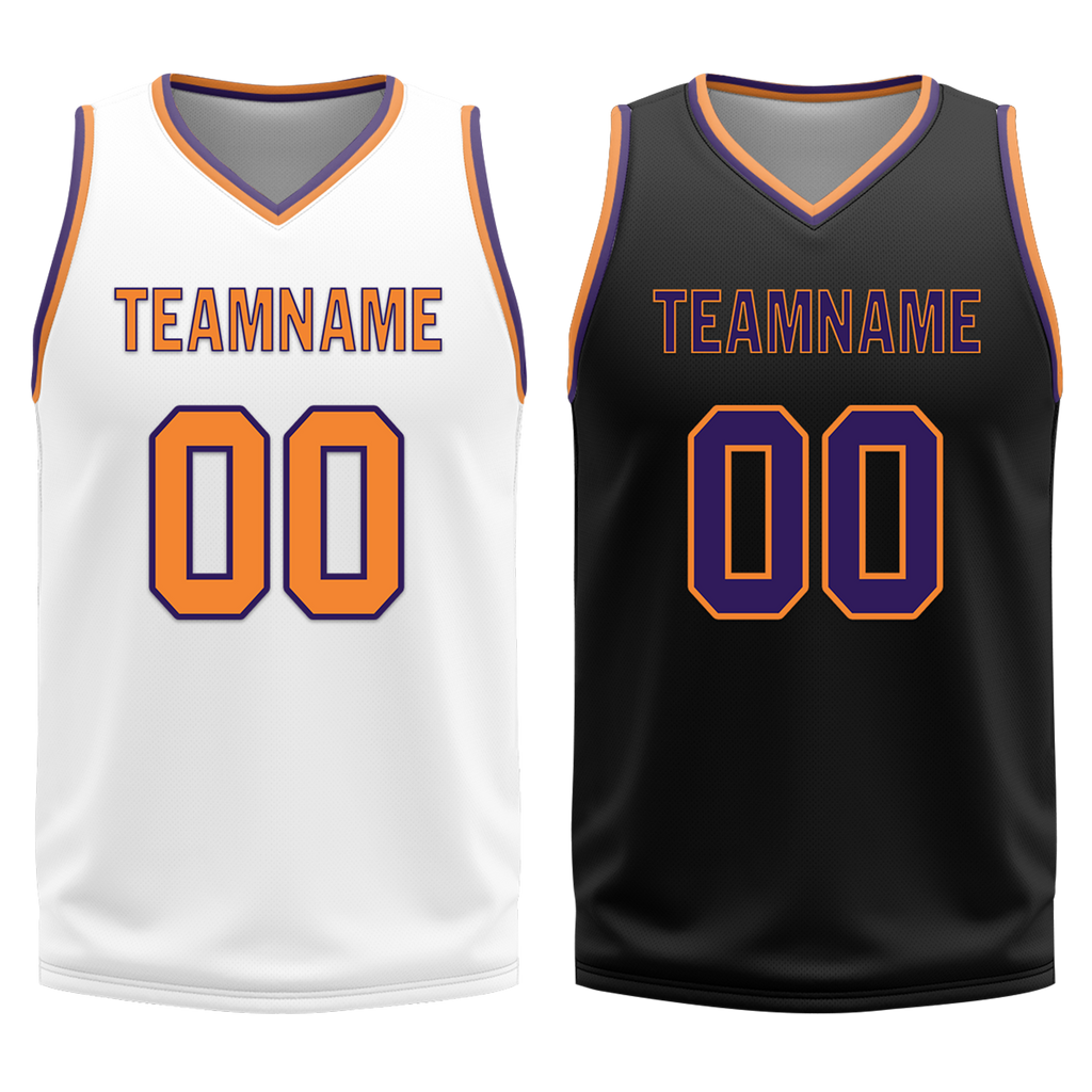 Custom White Black Classic Style Reversible Basketball Uniform Personalized Ordinary BBJR-D017057