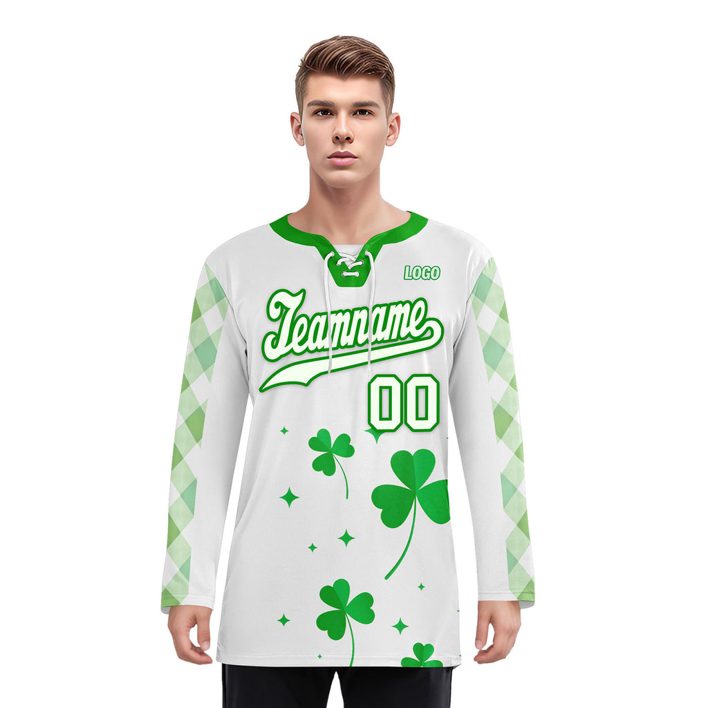 Custom Four-leaf clover Personalized Hockey Jersey HCKJ01-E0615-1