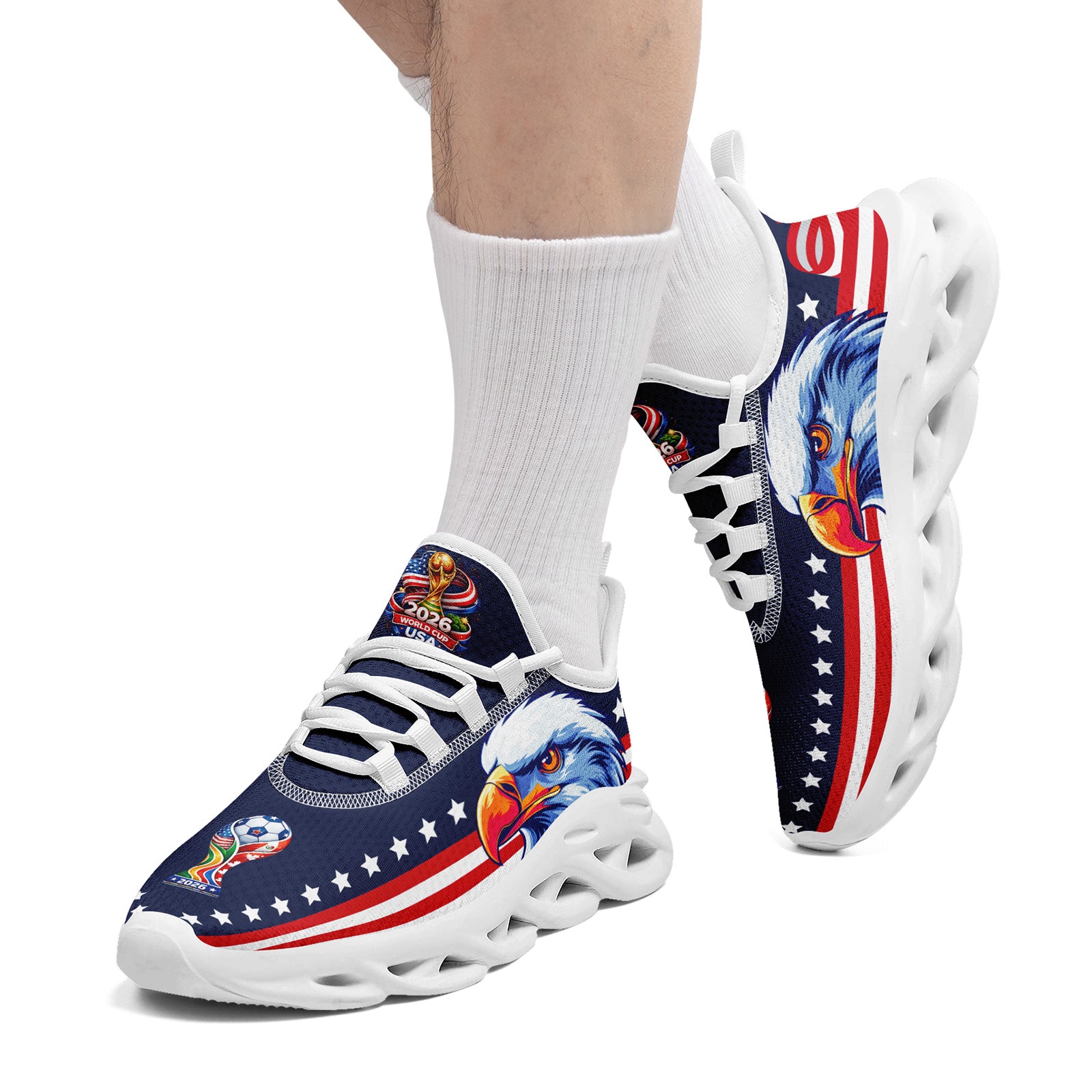 Custom United States 2026 World Cup Sneakers DIY Country Flag Running Shoes Lightweight Sport Shoes Gift for Football Fans Personalized Team Name and Logo FN003-F018032-4