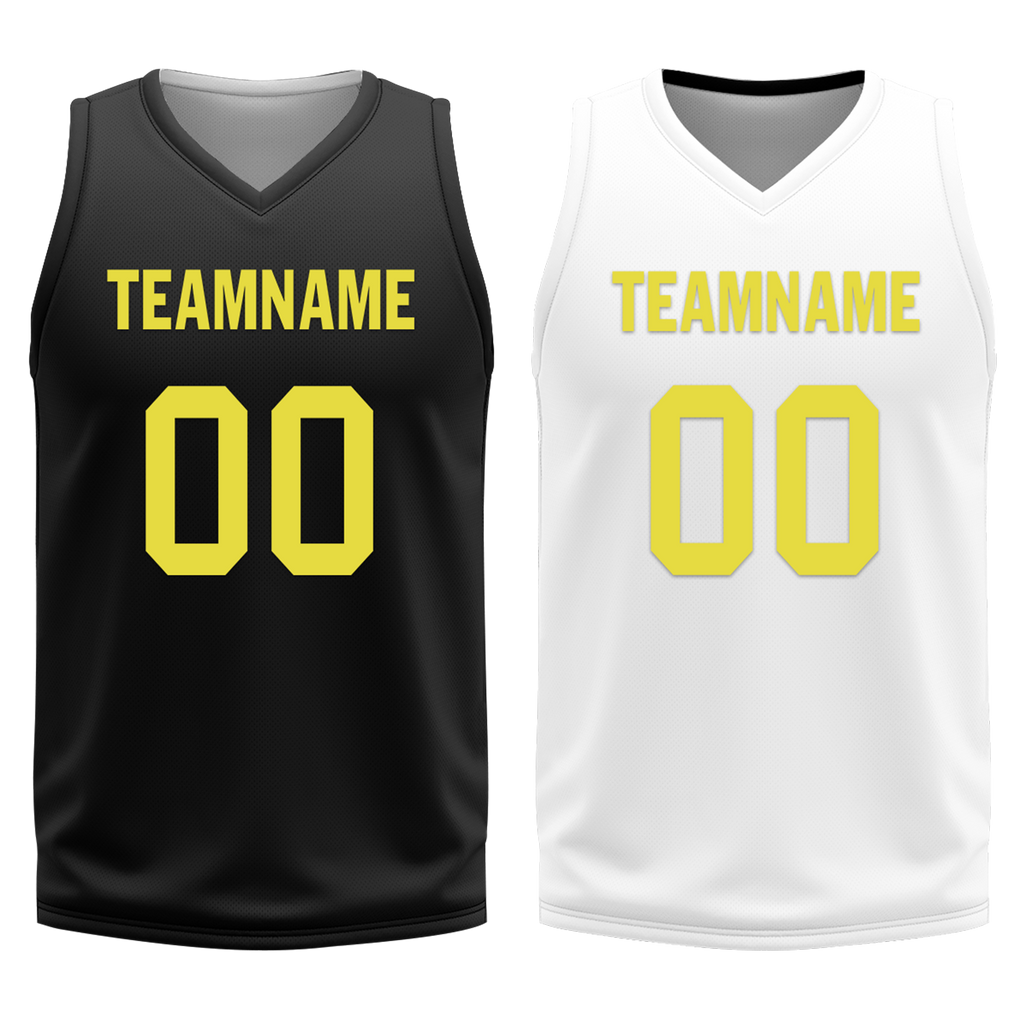 Custom Black White Classic Style Reversible Basketball Uniform Personalized COOLMAX BBJR-D017048