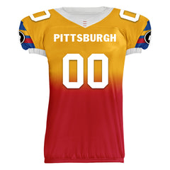 Custom Red Yellow Blue Fade Fashion Pittsburgh High-Performance American Football Jersey FBJ06-D020252-30