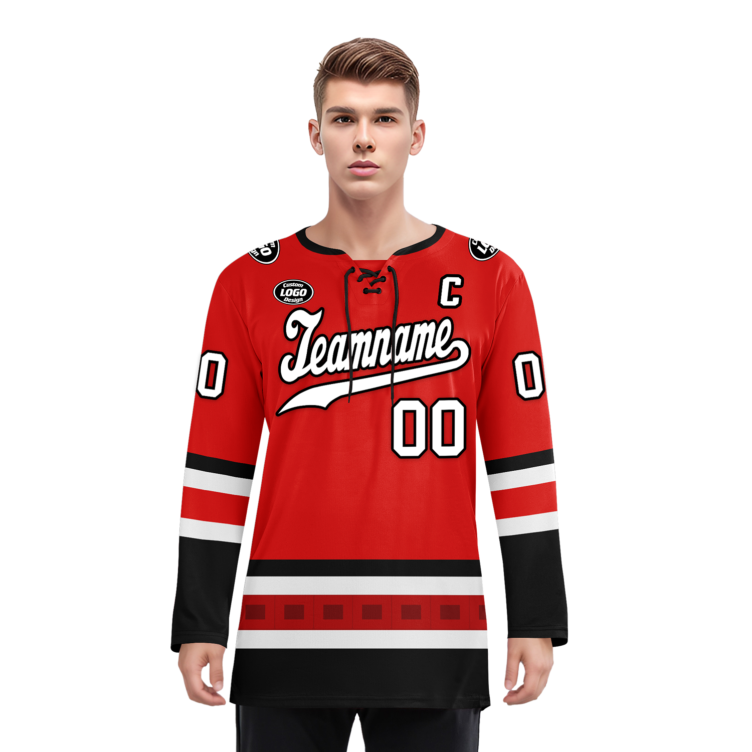 Custom Red Black Personalized Hockey Jersey HCKJ01-D0a700a