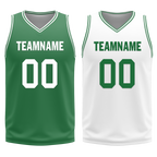 Custom Green White Classic Style Reversible Basketball Uniform Personalized COOLMAX BBJR-D017001