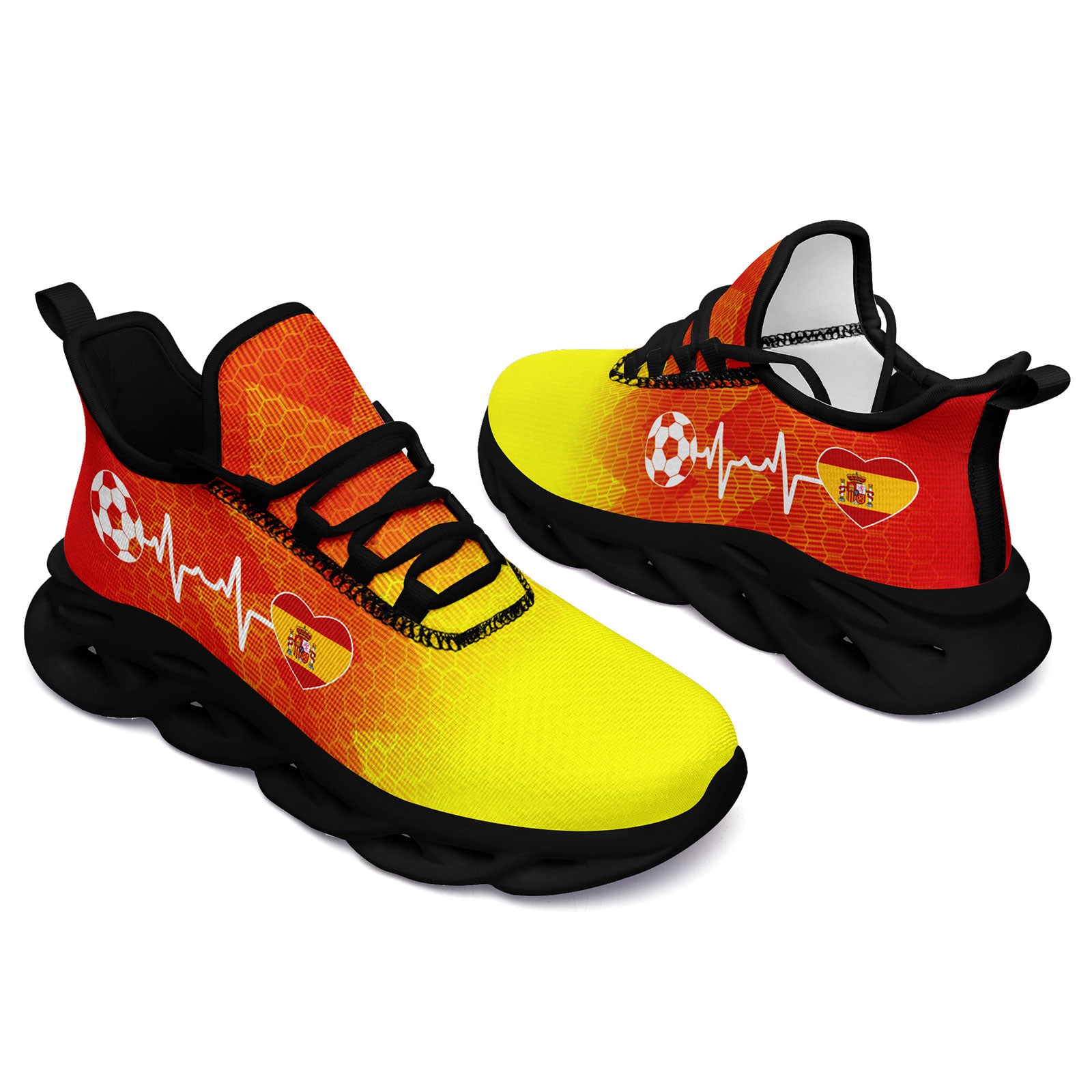 Custom Spain 2026 World Cup Sneakers DIY Country Flag Running Shoes Lightweight Sport Shoes Gift for Football Fans Personalized Team Name and Logo FN003-F025036-2
