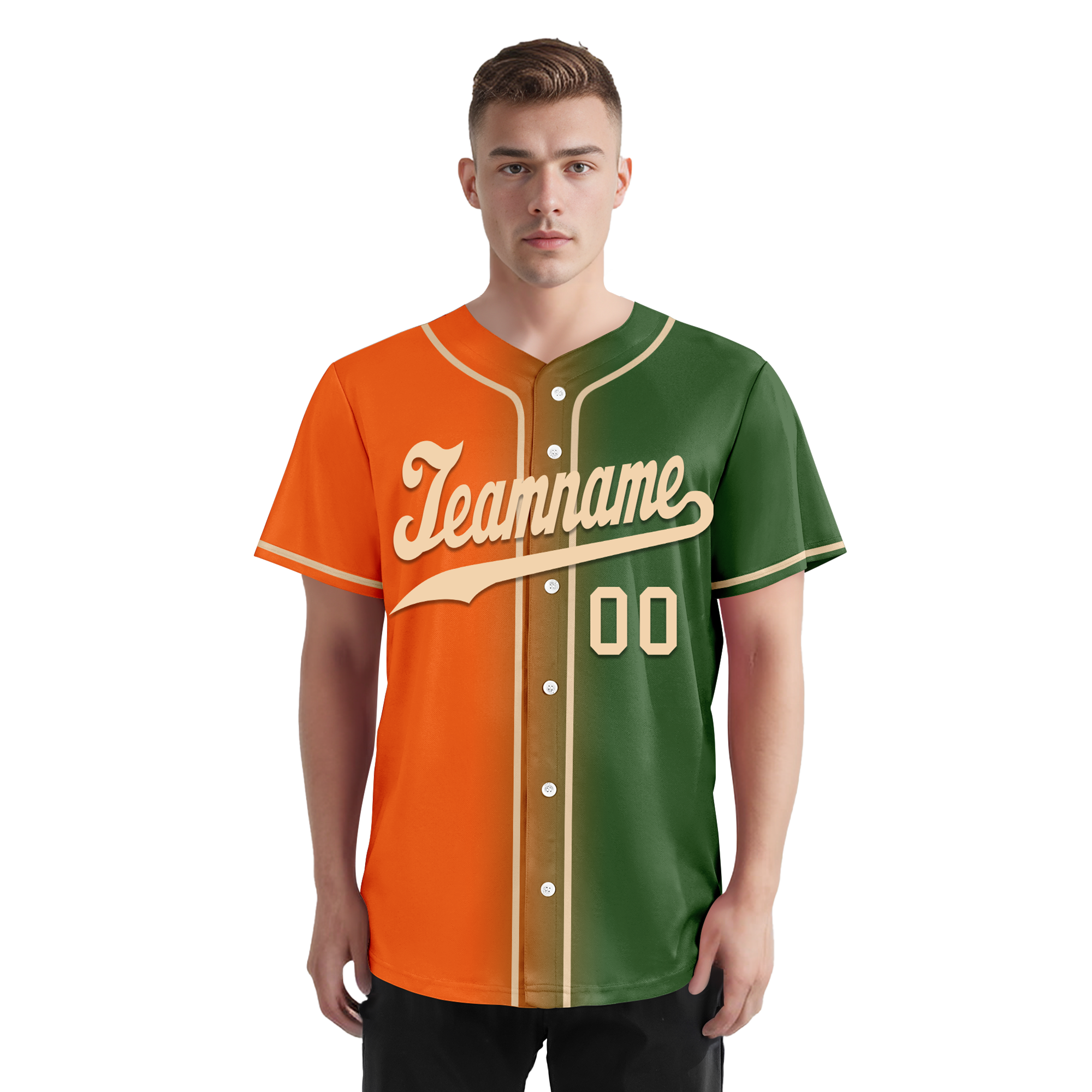 Custom Orange Green Gradient Fashion Personalized Authentic Baseball Jersey BSBJ01-D0a708d