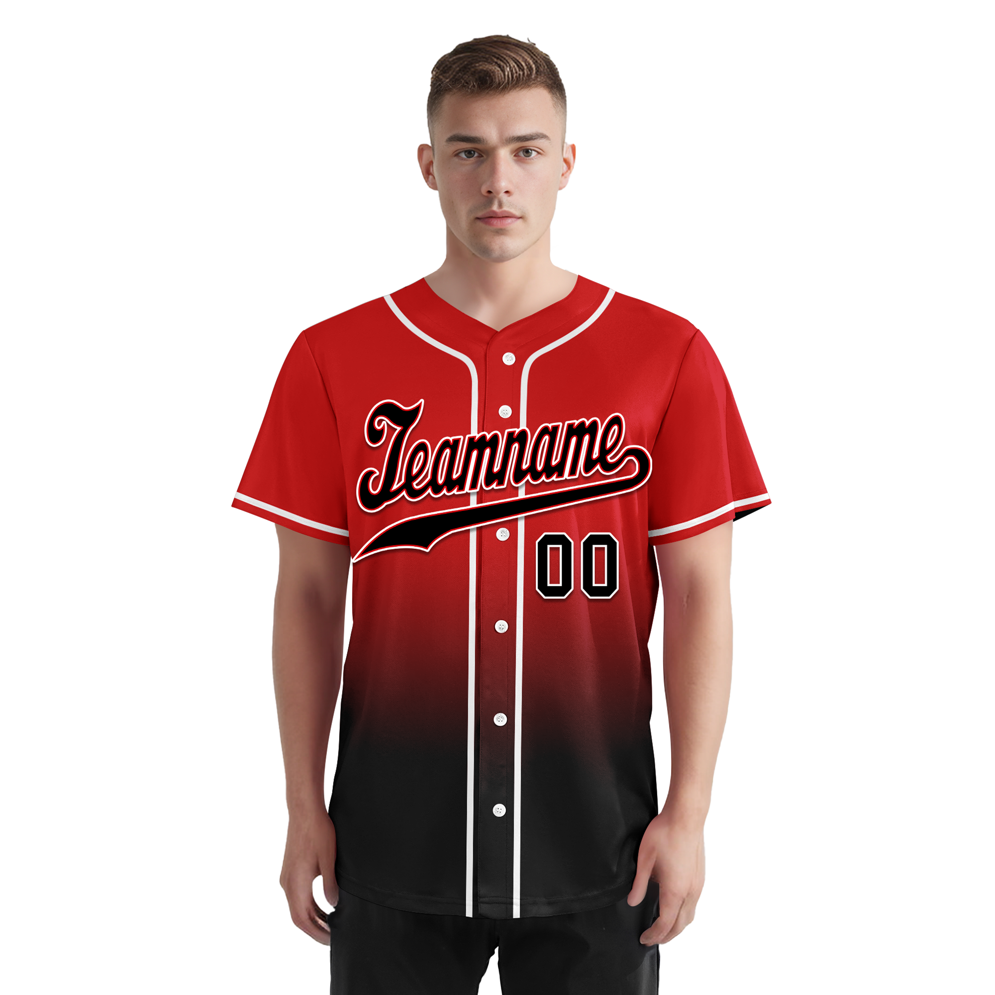 Custom Red Black Fade Fashion Personalized Authentic Baseball Jersey BSBJ01-D0a70ba