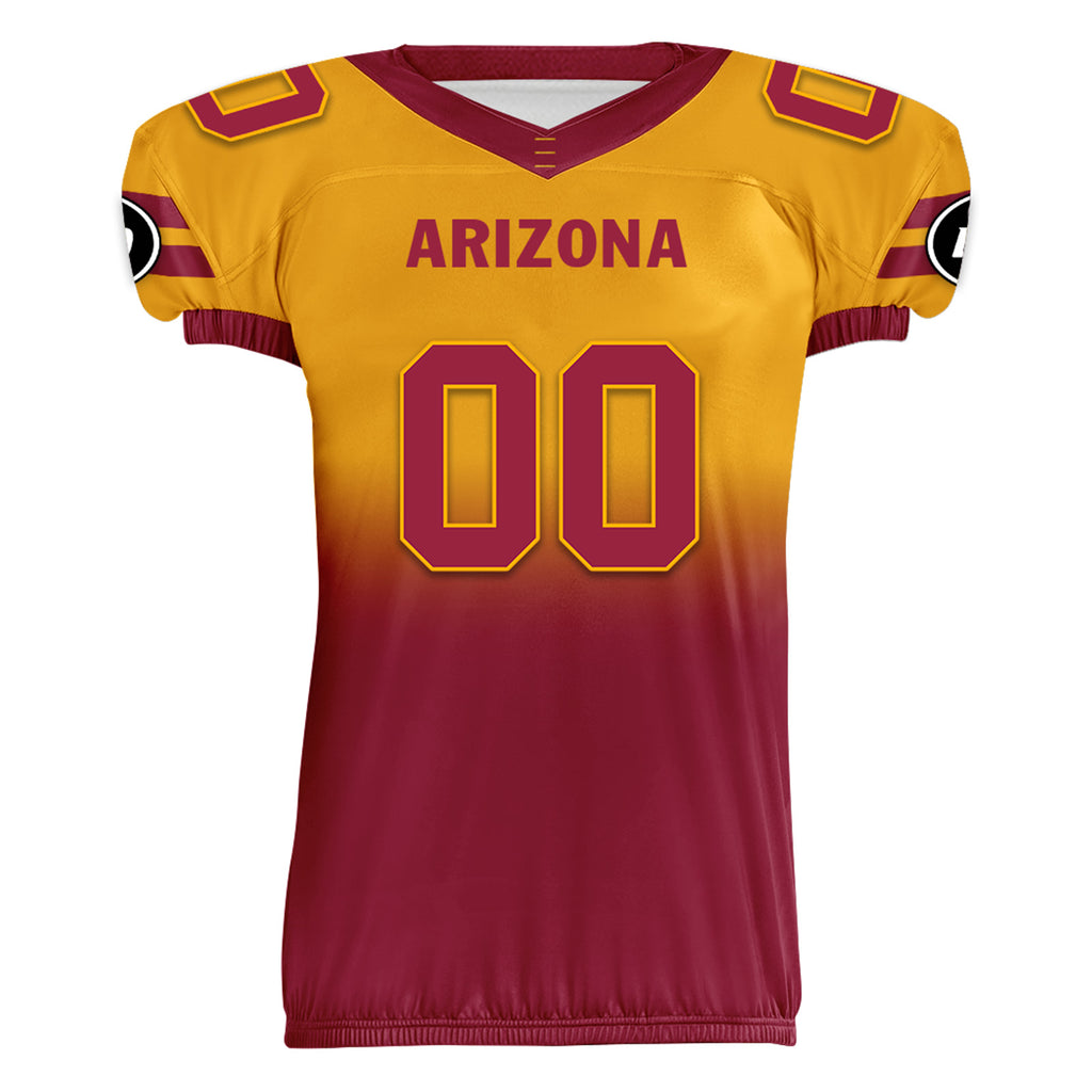 Custom Yellow Red Fade Fashion Arizona High-Performance American Football Jersey FBJ06-D020252-1