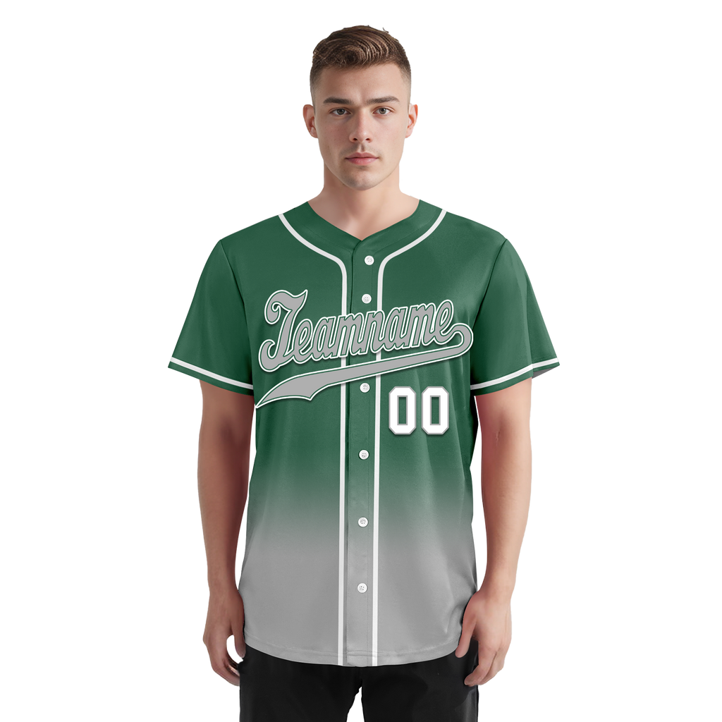 Custom Green Grey Fade Fashion Personalized Authentic Baseball Jersey BSBJ01-D0a70c9