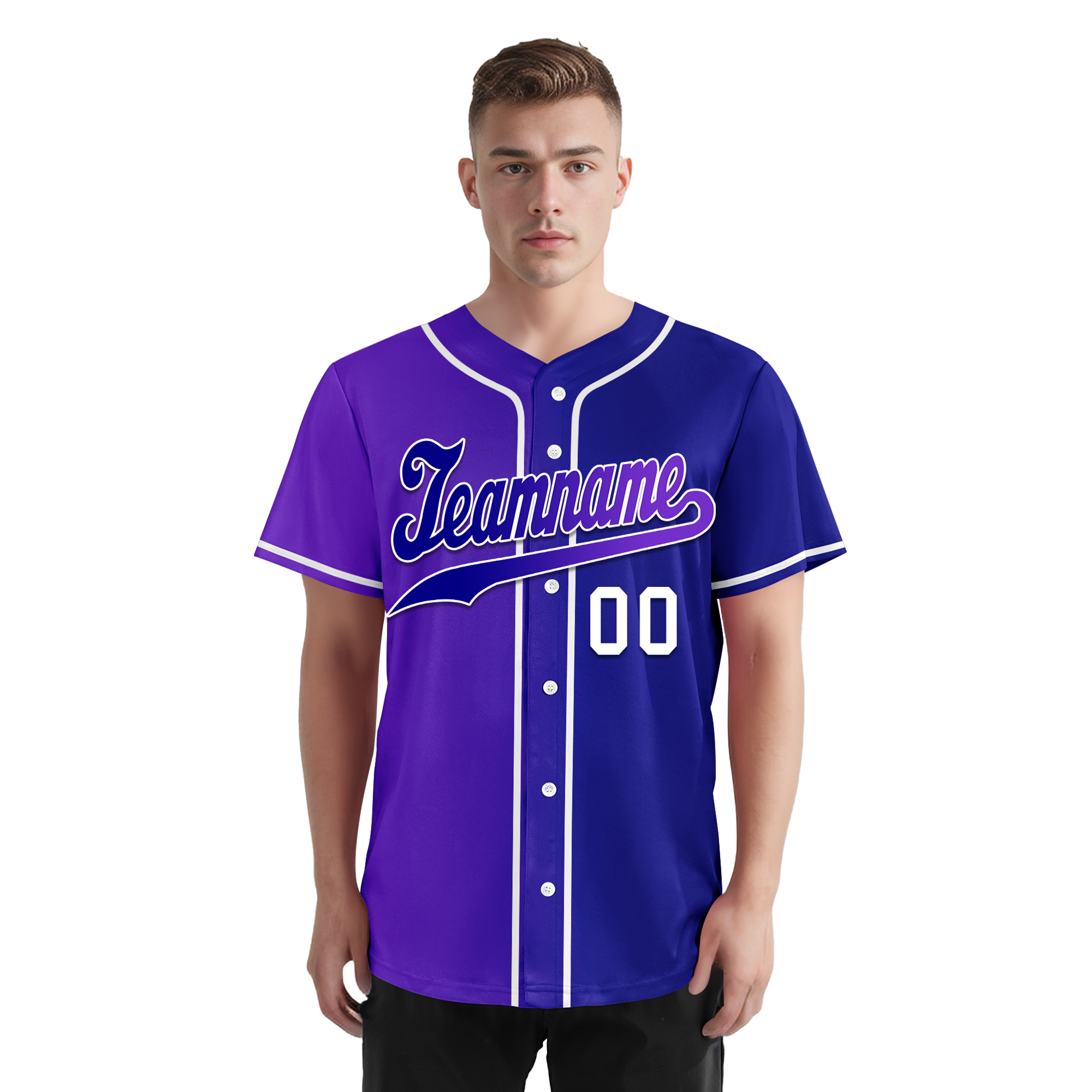 Custom Purple Blue Gradient Fashion Personalized Authentic Baseball Jersey BSBJ01-D0a7a0b