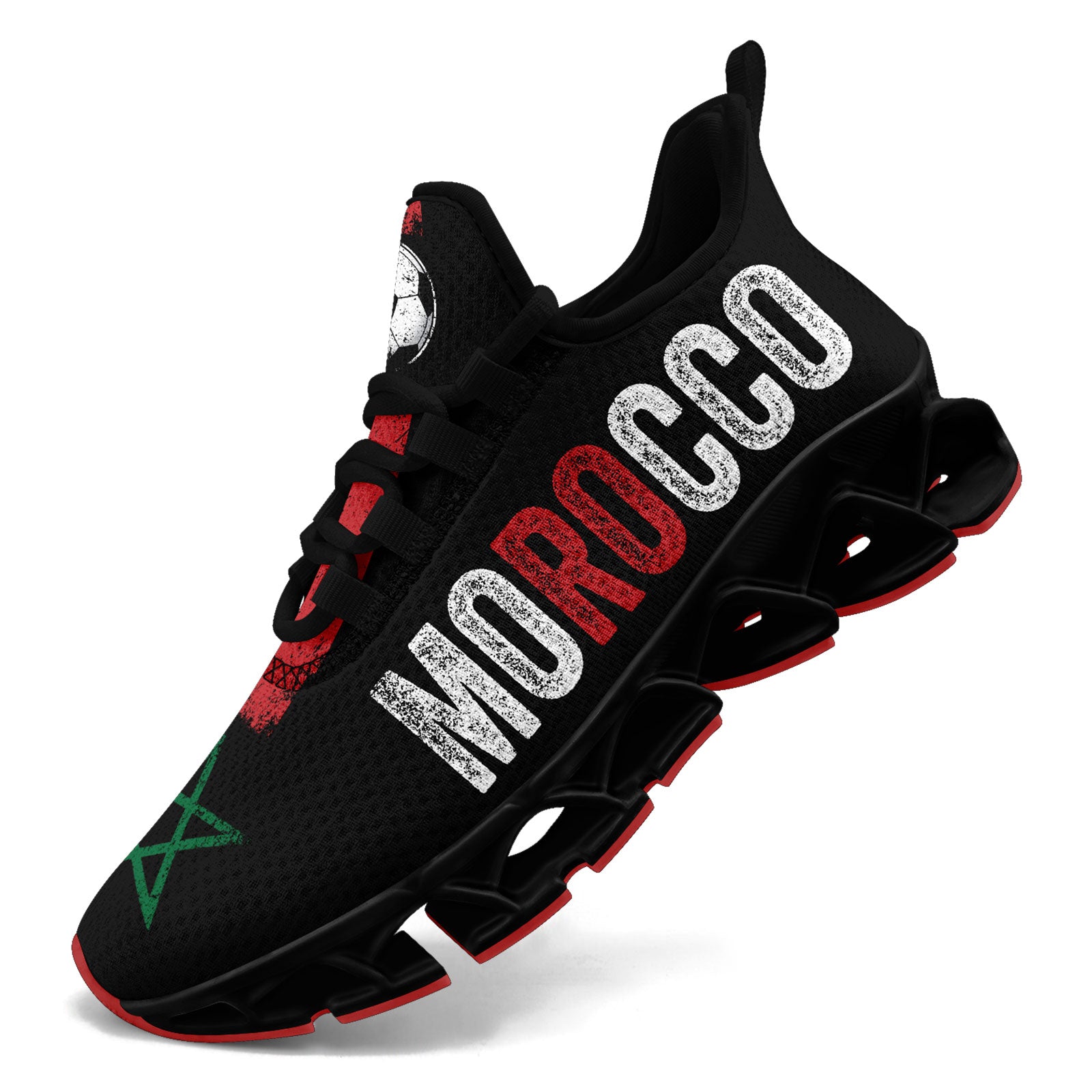 Custom Morocco 2026 World Cup Sneakers DIY Country Flag Running Shoes Lightweight Sport Shoes Gift for Football Fans Personalized Team Name and Logo FN003XD-F009086-1