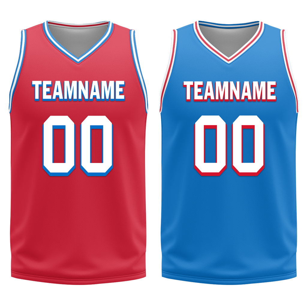 Custom Red Blue Classic Style Reversible Basketball Uniform Personalized Ordinary BBJR-D017022