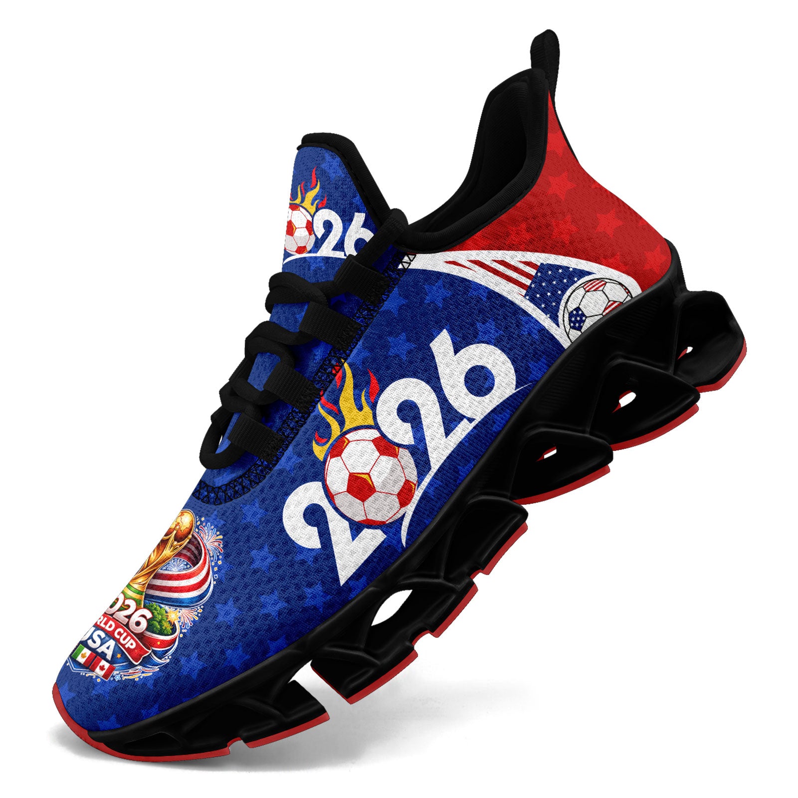 Custom United States 2026 World Cup Sneakers DIY Country Flag Running Shoes Lightweight Sport Shoes Gift for Football Fans Personalized Team Name and Logo FN003XD-F028038-5