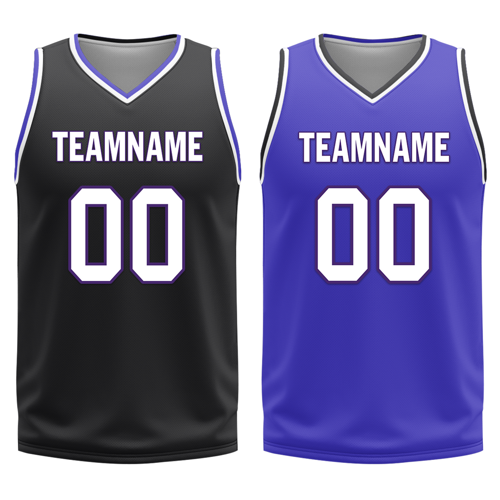 Custom Black Blue Classic Style Reversible Basketball Uniform Personalized Ordinary BBJR-D017036