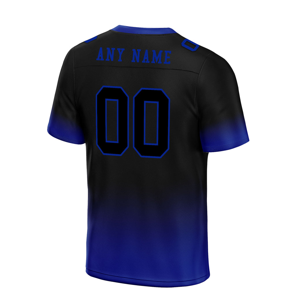 Custom Black Blue Fade Fashion Personalized Authentic Football Jersey FBJ02-D06085