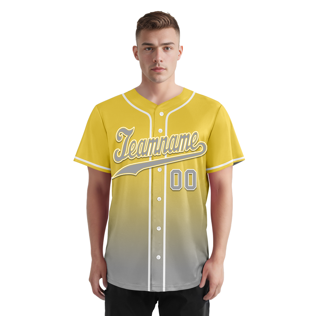 Custom Yellow Grey Fade Fashion Personalized Authentic Baseball Jersey BSBJ01-D0a70fb