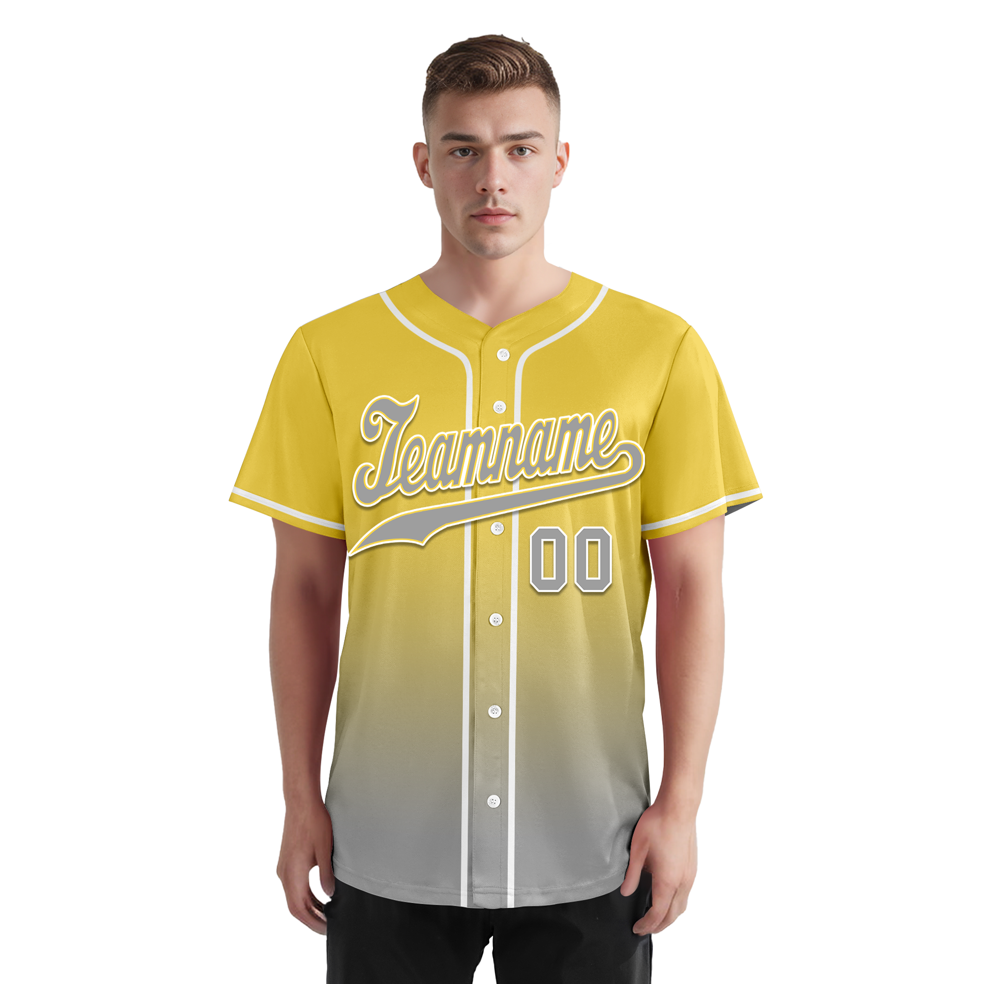 Custom Yellow Grey Fade Fashion Personalized Authentic Baseball Jersey BSBJ01-D0a70fb