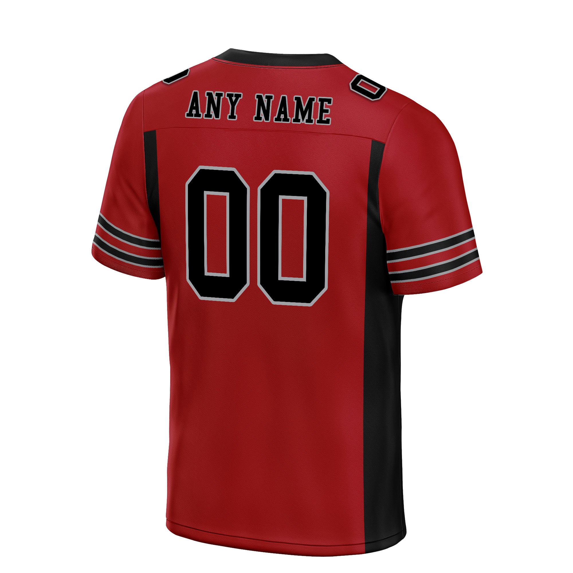 Custom Black Red Striped Sleeves Personalized Authentic Football Jersey FBJ02-D06075