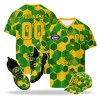 Custom 2026 World Cup Brazil High Quality Soccer Stadium Version Jersey Sneakers Sports Shoes and Hat Combo Offer Personalized Team Name and Logo ZH-F027089-4