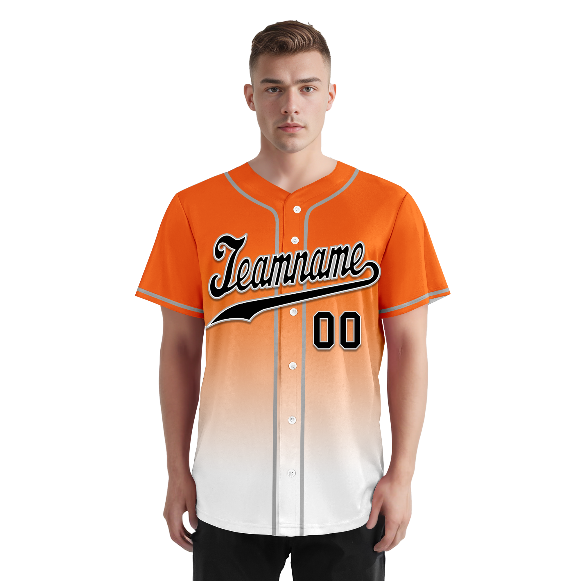 Custom Orange White Fade Fashion Personalized Authentic Baseball Jersey BSBJ01-D0a70dd