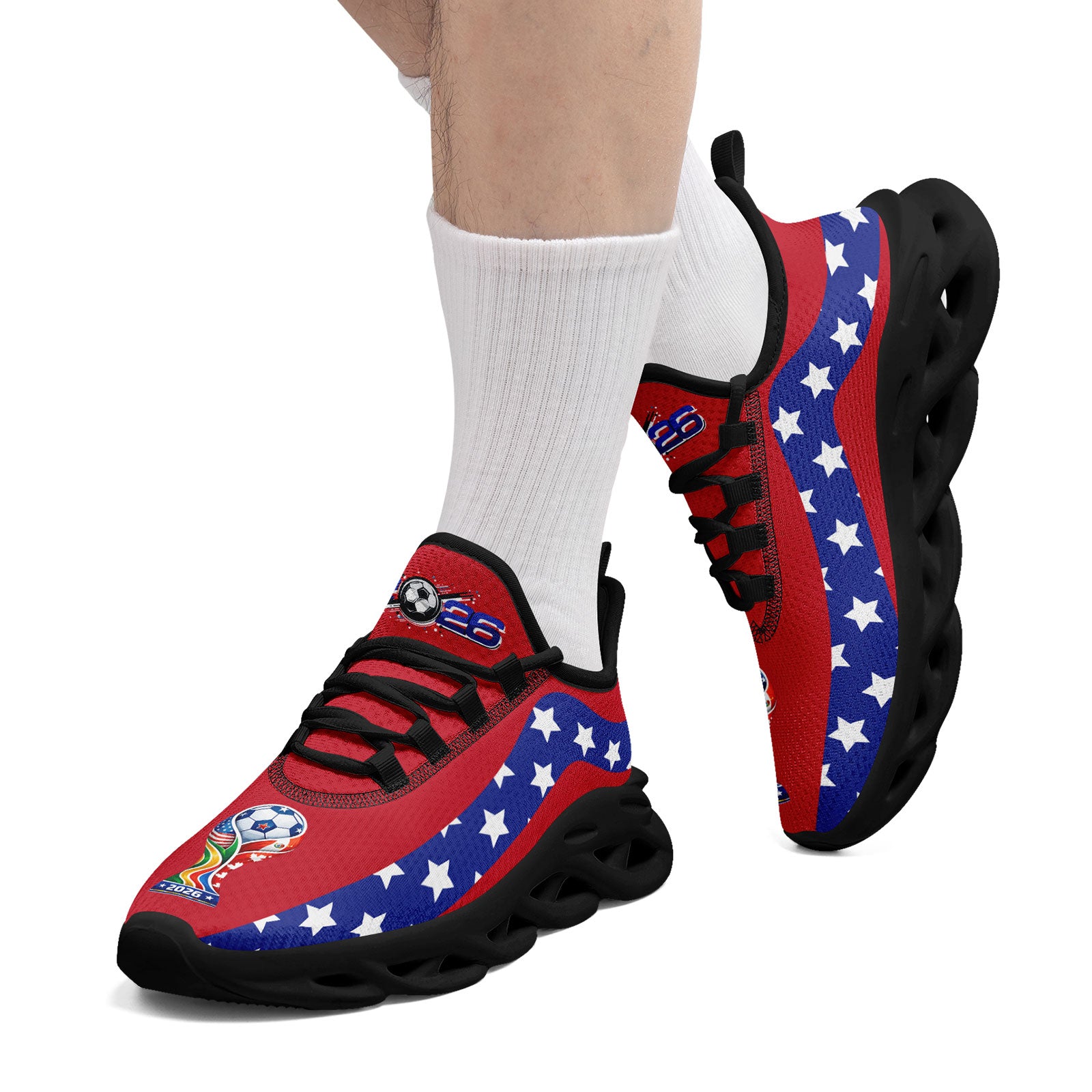 Custom United States 2026 World Cup Sneakers DIY Country Flag Running Shoes Lightweight Sport Shoes Gift for Football Fans Personalized Team Name and Logo FN003-F028035-1