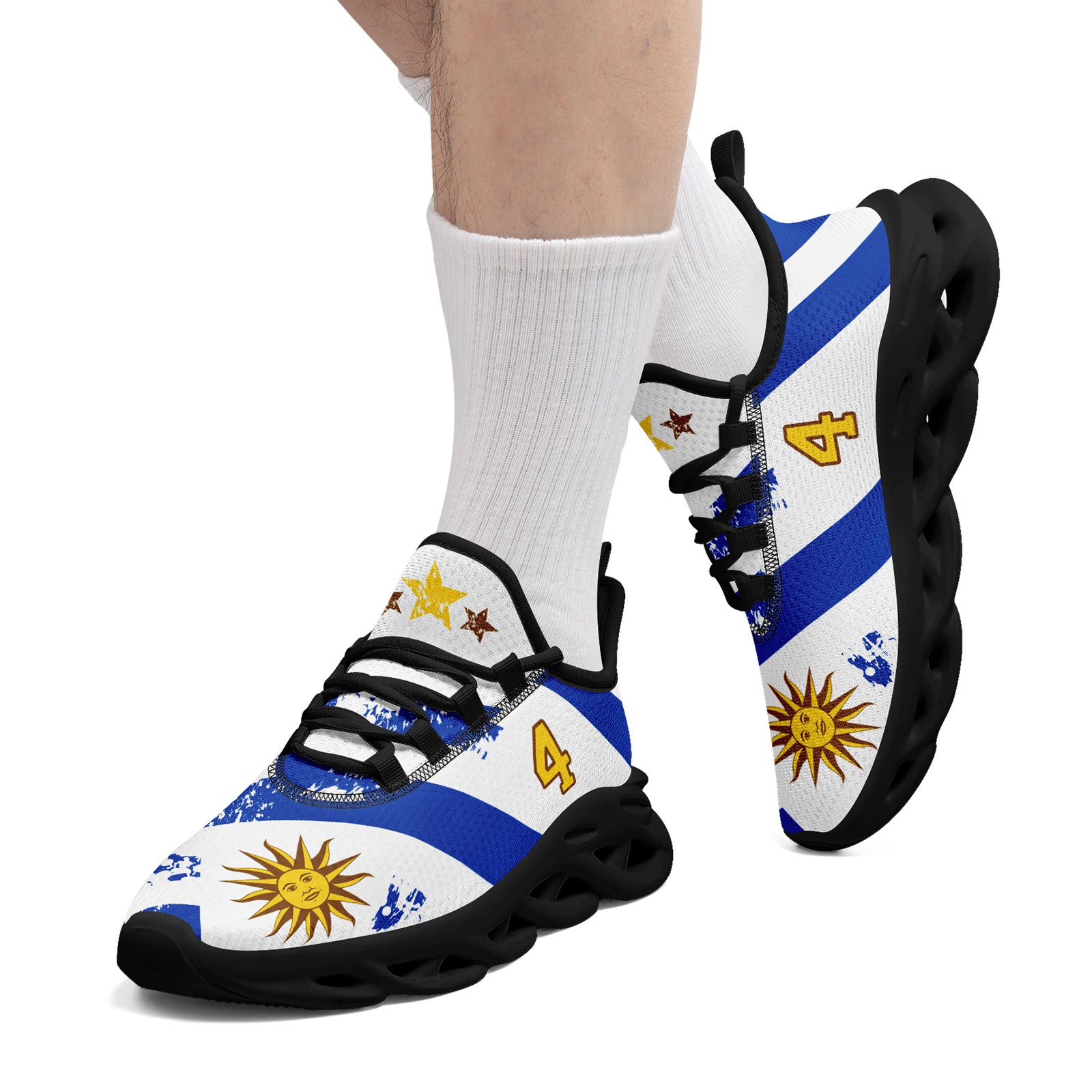 Custom Uruguay 2026 World Cup Sneakers DIY Country Flag Running Shoes Lightweight Sport Shoes Gift for Football Fans Personalized Team Name and Logo FN003-F009122-3