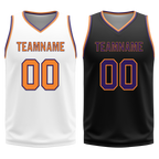 Custom White Black Classic Style Reversible Basketball Uniform Personalized COOLMAX BBJR-D017057
