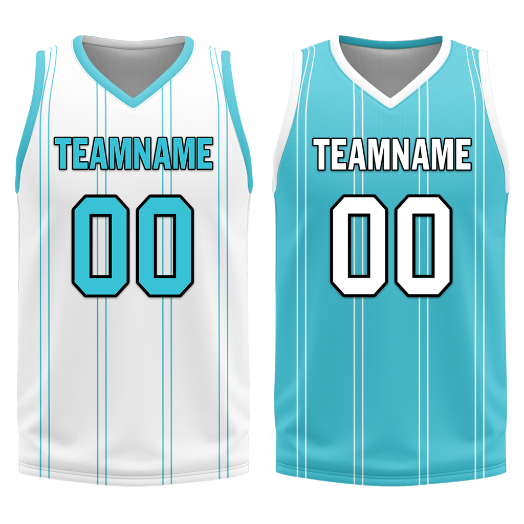Custom White Blue Classic Style Reversible Basketball Uniform Personalized Ordinary BBJR-D017013