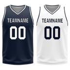 Custom Blue White Classic Style Reversible Basketball Uniform Personalized COOLMAX BBJR-D017056