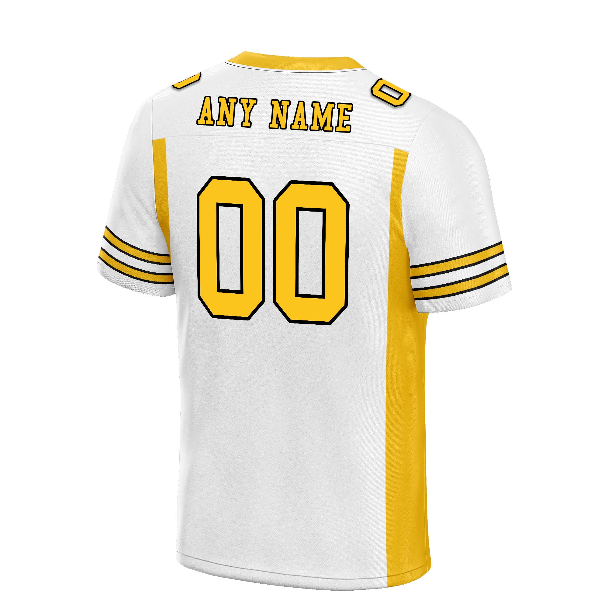 Custom White Yellow Striped Sleeves Personalized Authentic Football Jersey FBJ02-D06052