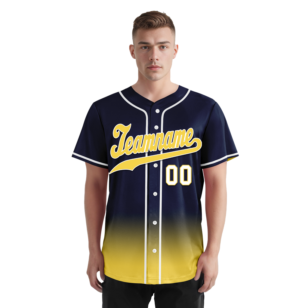 Custom Blue Yellow Fade Fashion Personalized Authentic Baseball Jersey BSBJ01-D0a70e9