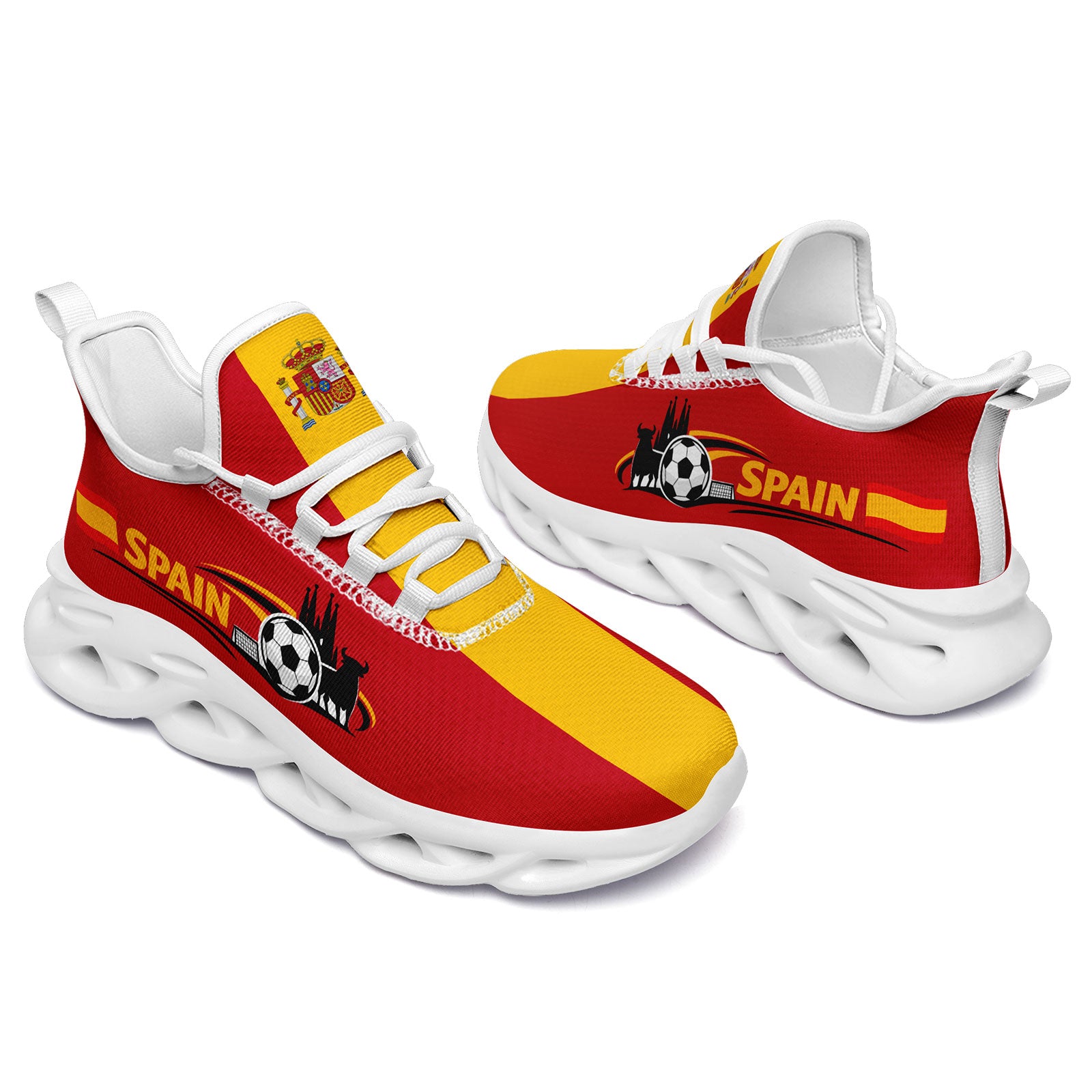 Custom 2026 World Cup Spain Sneakers DIY Country Flag Running Shoes Lightweight Sport Shoes Gift for Football Fans Personalized Team Name and Logo FN003-F027068-1