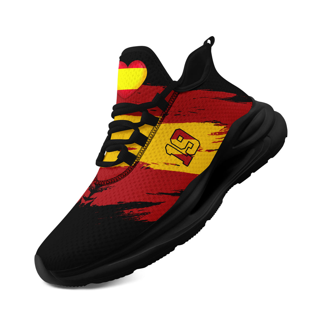 Custom 2026 World Cup Spain Sneakers DIY Country Flag Running Shoes Lightweight Sport Shoes Gift for Football Fans Personalized Team Name and Logo FN079-F023087-1